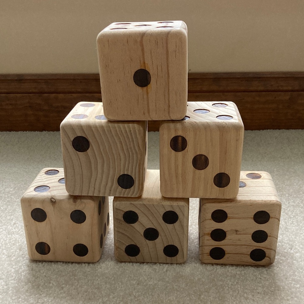 Giant Natural Wood Dice Set for Outdoor Games